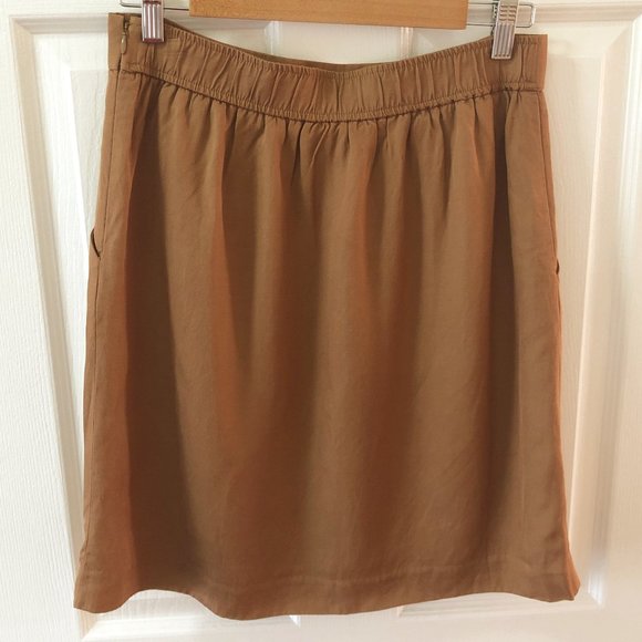 Ann Taylor Tan / Dark Camel Linen Mini Skirt - Picture 2 of 4